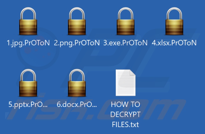 Files encrypted by Proton (Xorist) ransomware (.PrOToN extension)