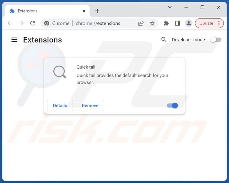 Removing tailsearch.com related Google Chrome extensions