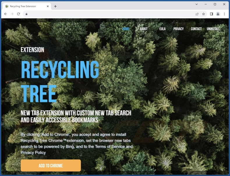 Website used to promote Recycling Tree browser hijacker