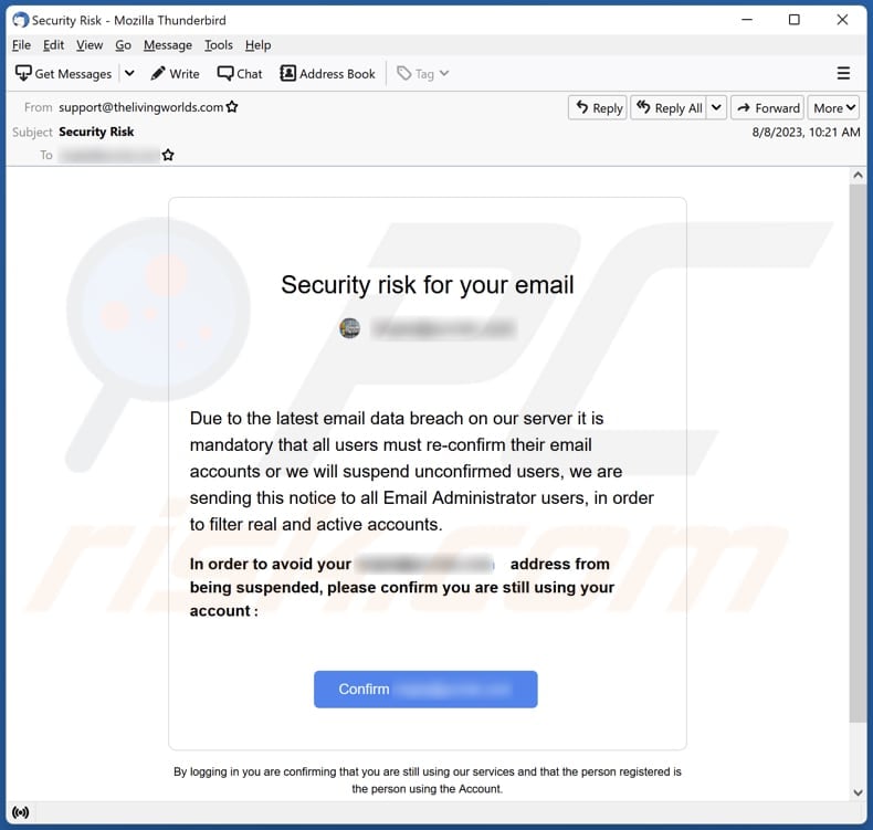 Security Risk For Your Email scam