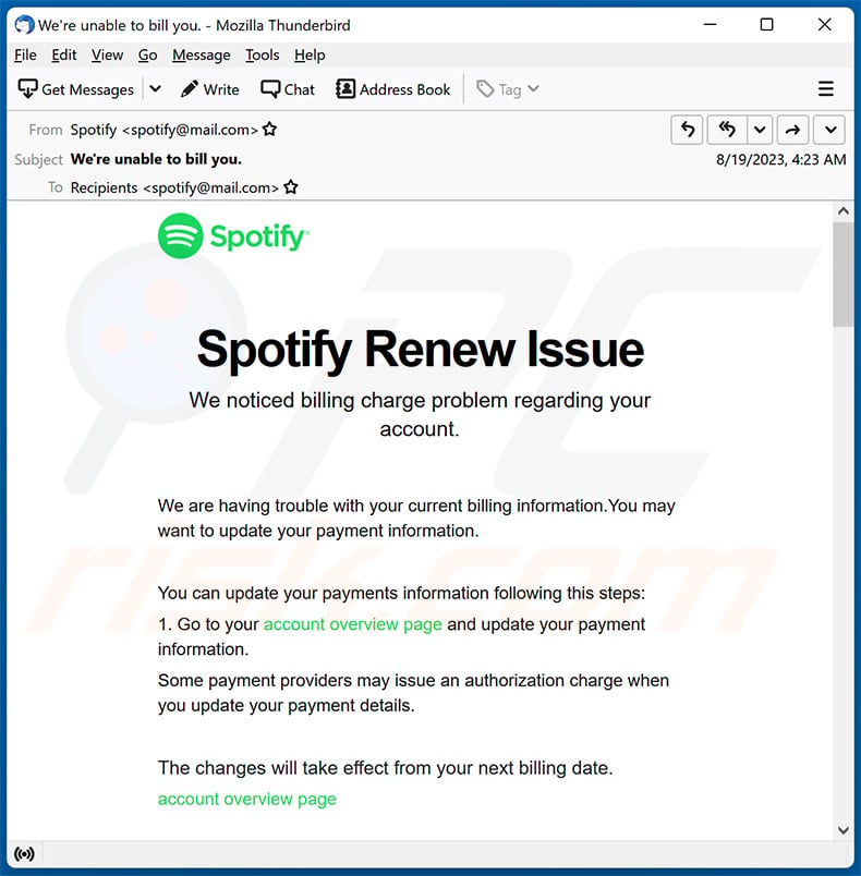 Spotify email scam (2023-08-22)