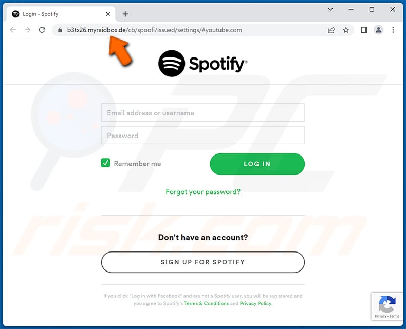 Phishing site promoted via Spotify email scam (2023-08-22)
