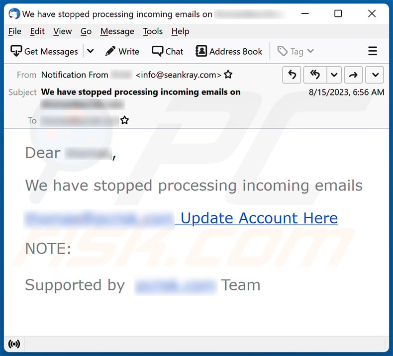 Stopped Processing Incoming Emails spam (2023-08-16)