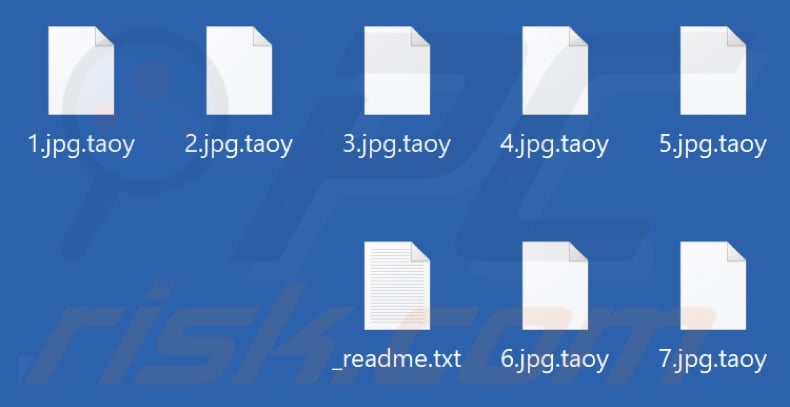 Files encrypted by Taoy ransomware (.taoy extension)