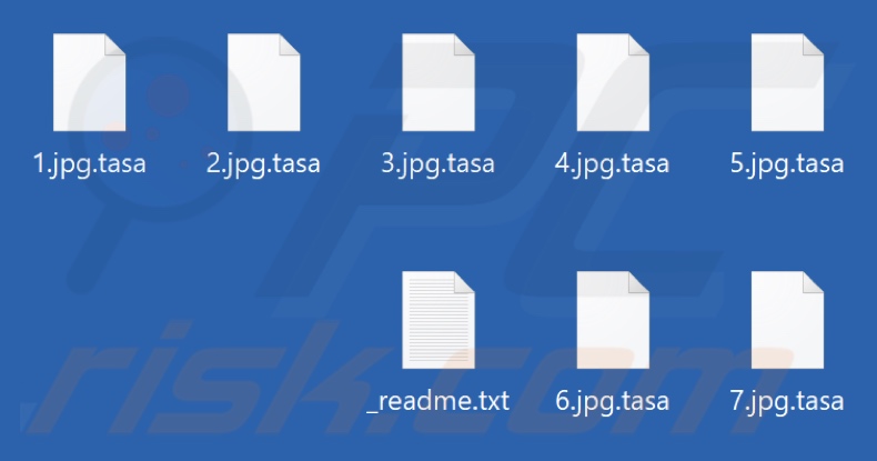 Files encrypted by Tasa ransomware (.tasa extension)