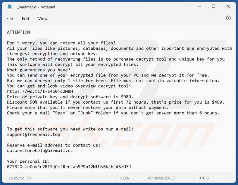 Teza ransomware text file (_readme.txt)