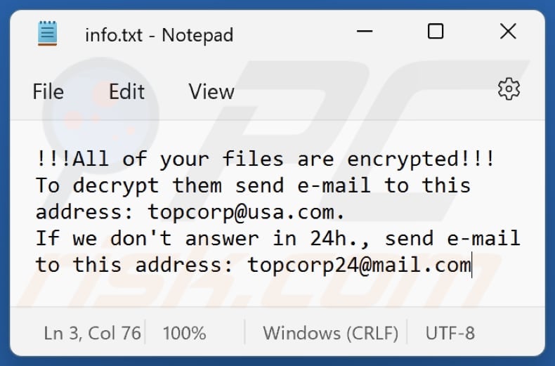 Top ransomware text file (info.txt)