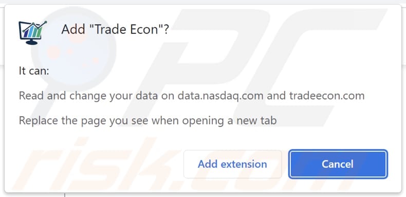 Trade Econ browser hijacker asking for permissions