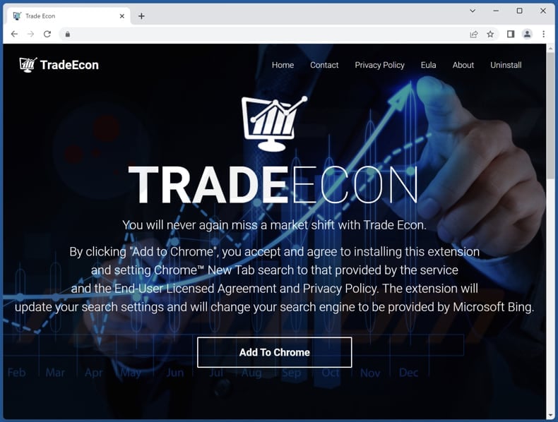 Website used to promote Trade Econ browser hijacker