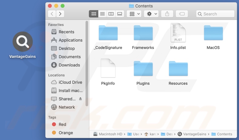 VantageGains adware install folder