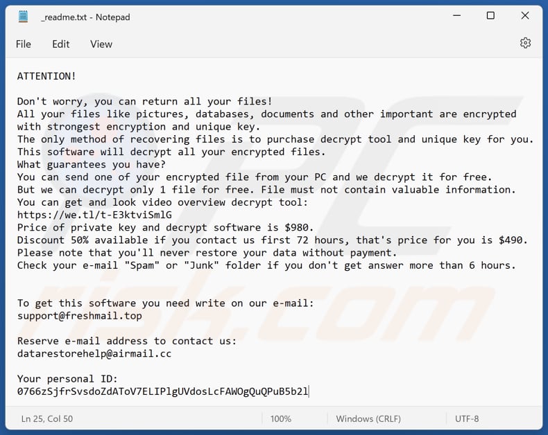 Wzer ransomware text file (_readme.txt)