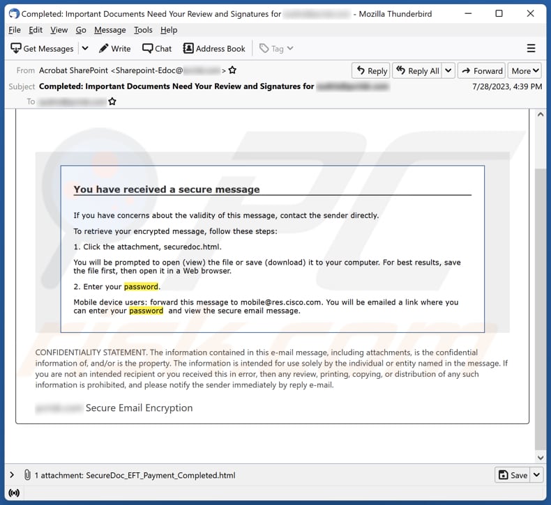 You Have Received A Secure Message scam campaign