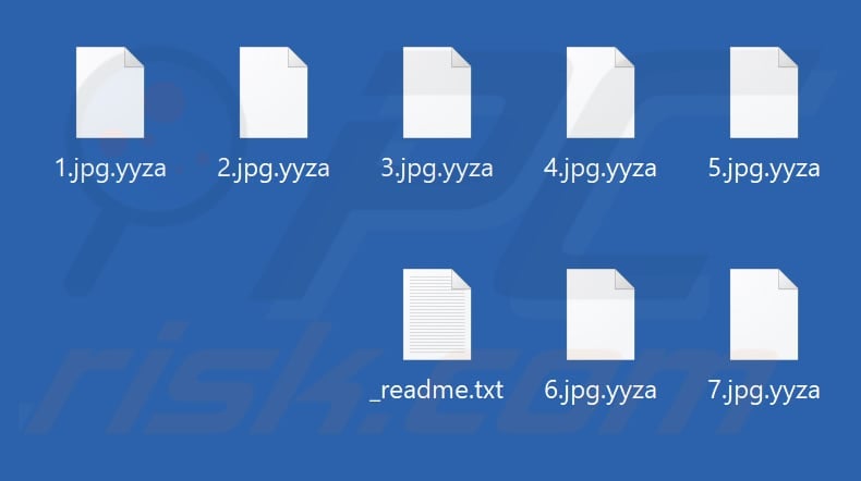 Files encrypted by Yyza ransomware (.yyza extension)