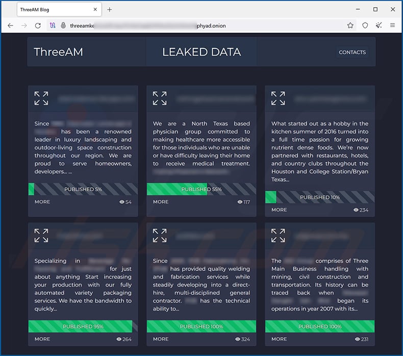 3AM ransomware data leaking site