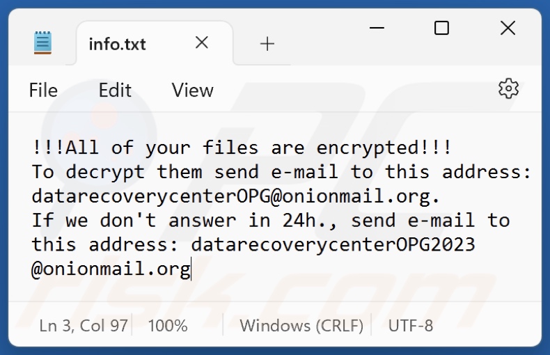 6y8dghklp ransomware text file (info.txt)