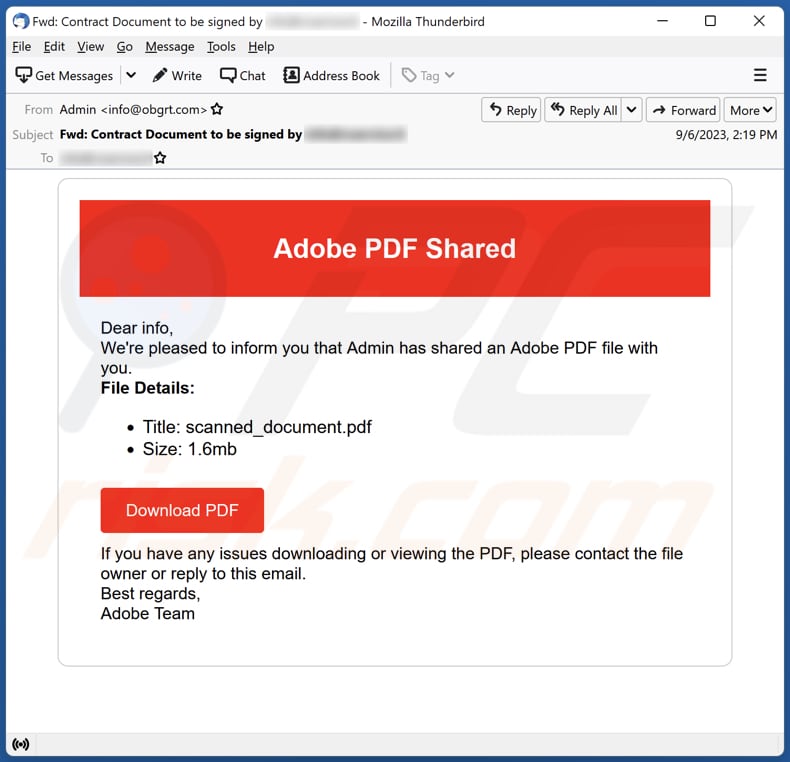 Adobe PDF Shared phishing scam