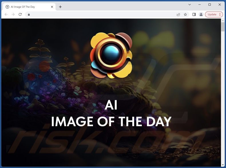 Website used to promote AI Image of the Day browser hijacker