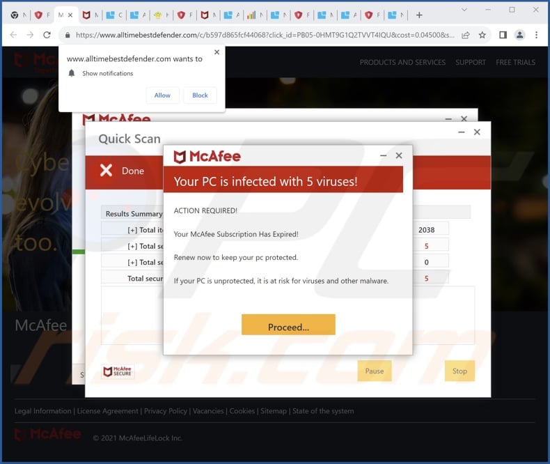 alltimebestdefender[.]com pop-up redirects