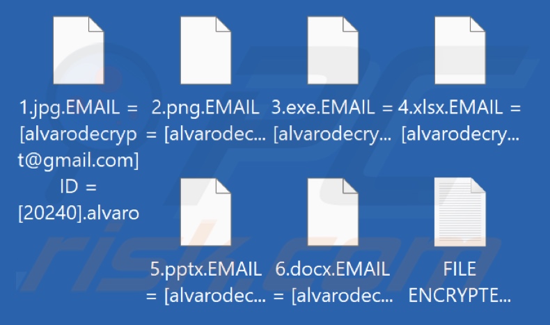 Files encrypted by Alvaro ransomware (.alvaro extension)