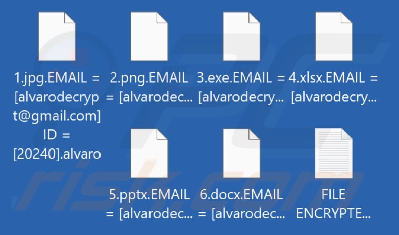 Files encrypted by Alvaro ransomware (.alvaro extension)