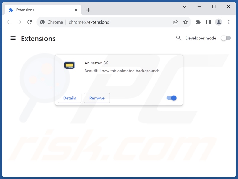 Removing search.animatedbg-tab.com related Google Chrome extensions