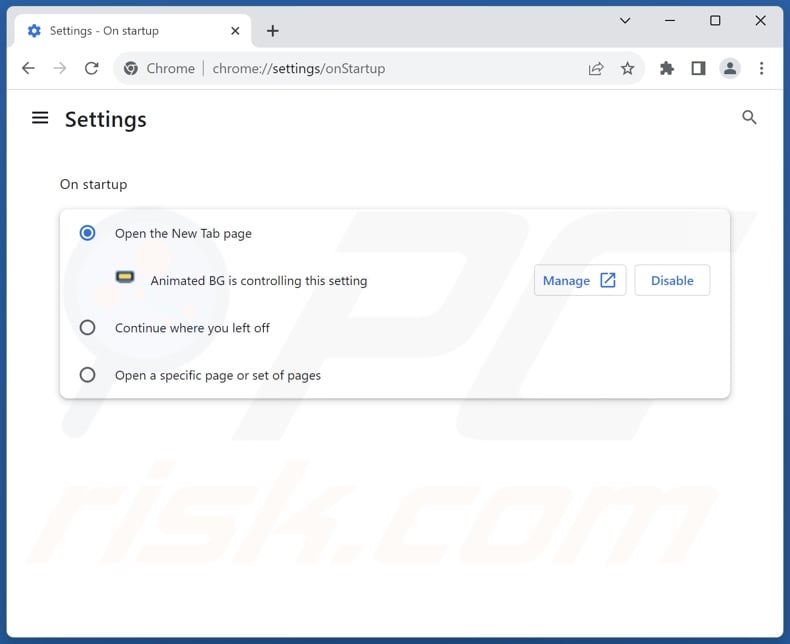 Removing search.animatedbg-tab.com from Google Chrome homepage