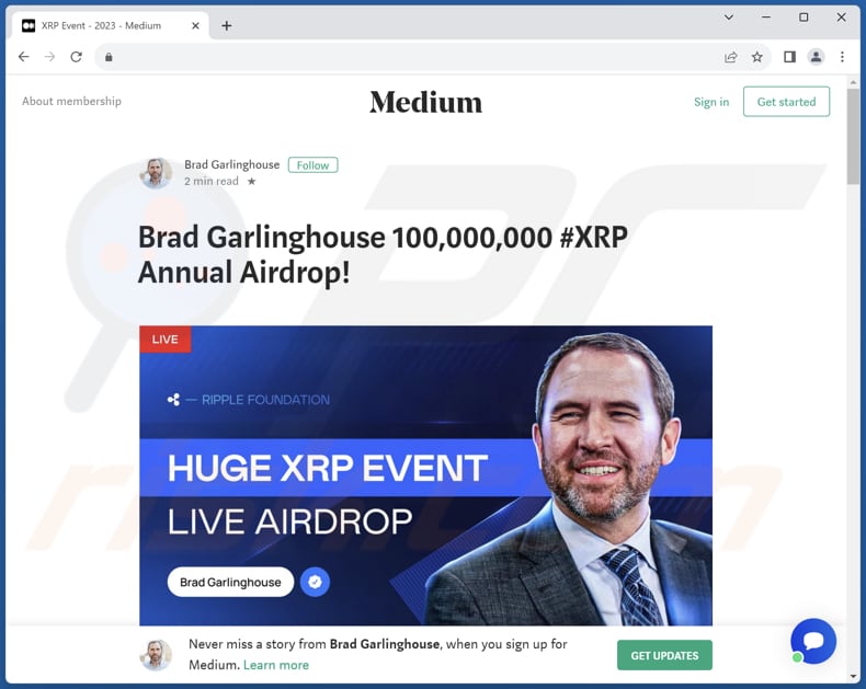 Brad Garlinghouse Crypto Giveaway scam