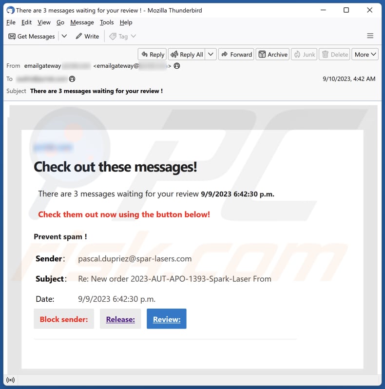 Check Out These Messages! email spam campaign
