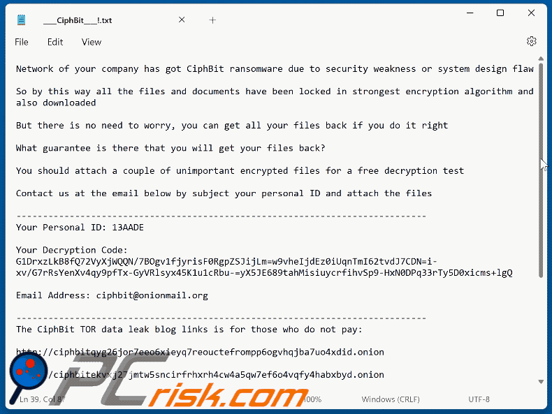 CiphBit ransomware ransom note (____CiphBit____!.txt) GIF