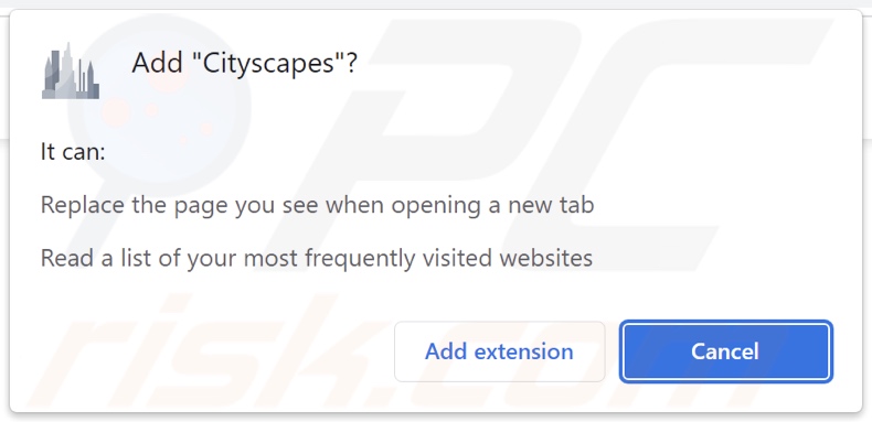 Cityscapes browser hijacker asking for permissions
