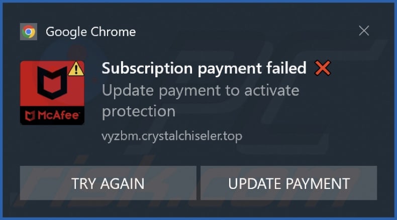 Ad delivered by the crystalchiseler[.]top webpage