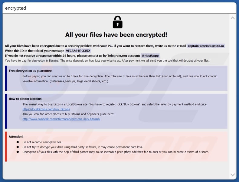 Deep (Phobos) ransomware ransom note (info.hta)