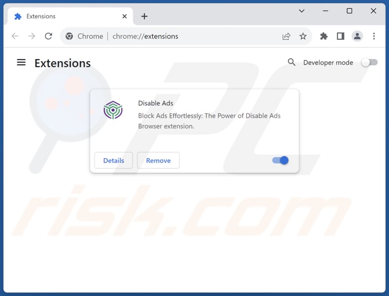 Removing Disable Ads adware from Google Chrome step 2