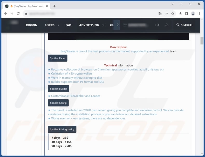 EasyStealer malware promoted online