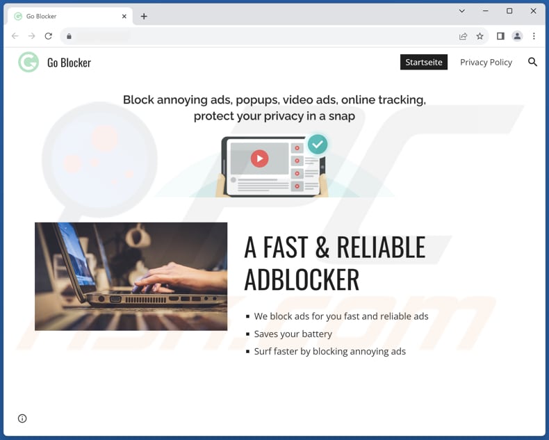 Website promoting Go Blocker