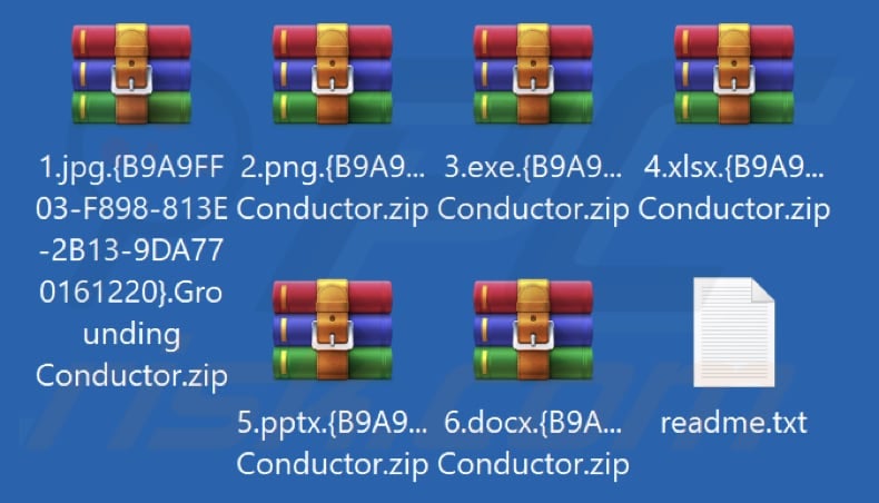 Files encrypted by Grounding Conductor ransomware