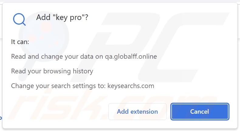 key pro browser hijacker asking for permissions
