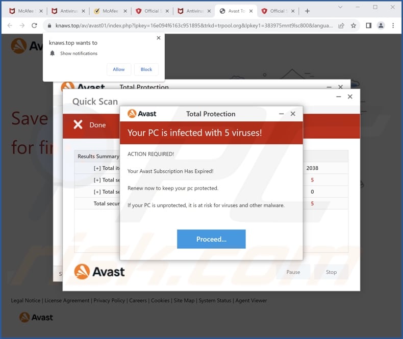 knaws[.]top pop-up redirects