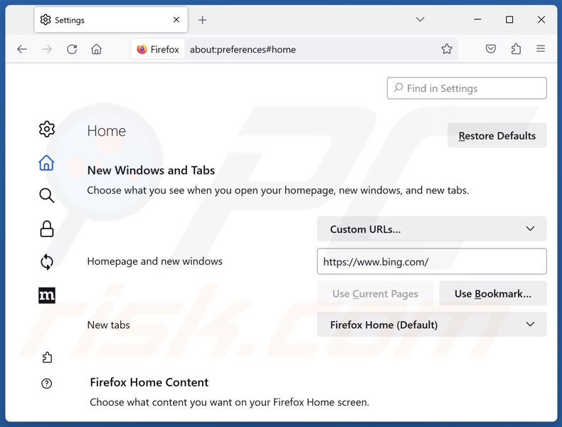 Changing Mozilla Firefox homepage
