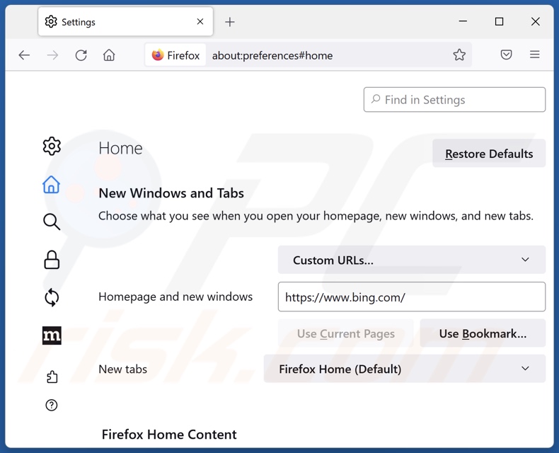 Changing Mozilla Firefox homepage