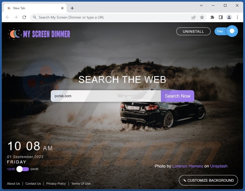 My Screen Dimmer browser hijacker homepage