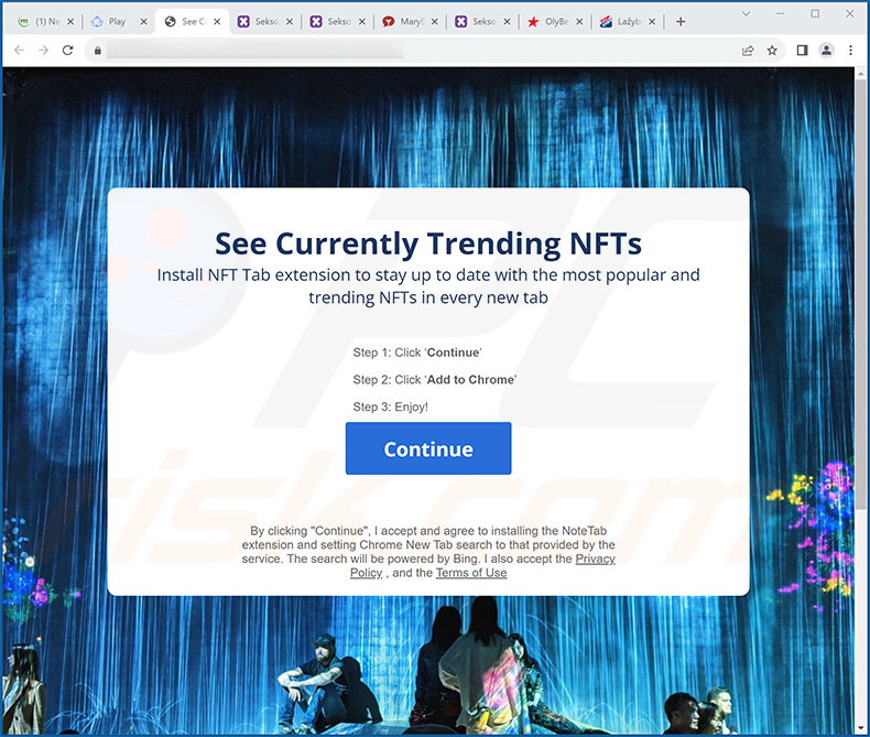 Website used to promote NFT Tab browser hijacker (sample 2)