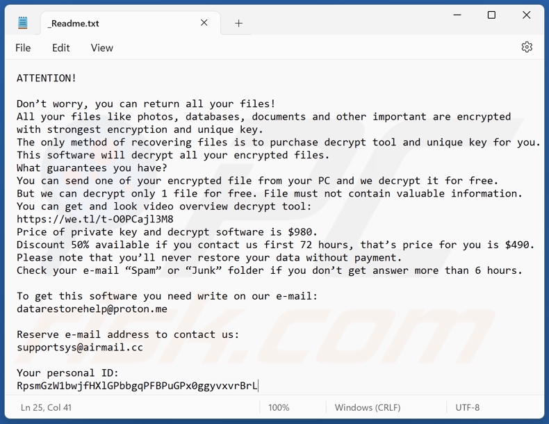 Nnll ransomware ransom note (_Readme.txt)