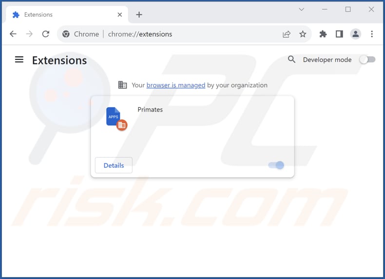 Removing Primates unwanted extension from Google Chrome step 2