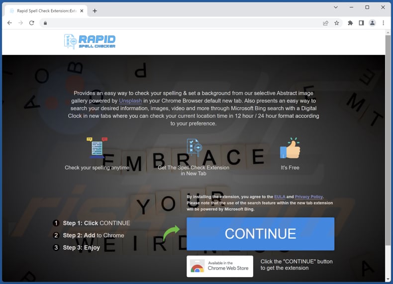 Website used to promote Rapid Spell Check Extension browser hijacker