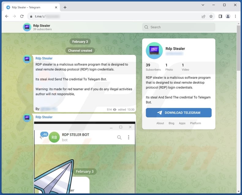 RDP stealer malware promoted online