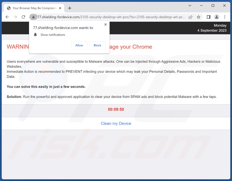 shielding-fordevice[.]com pop-up redirects
