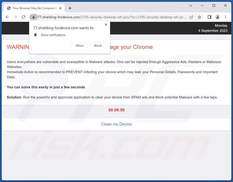 shielding-fordevice[.]com pop-up redirects