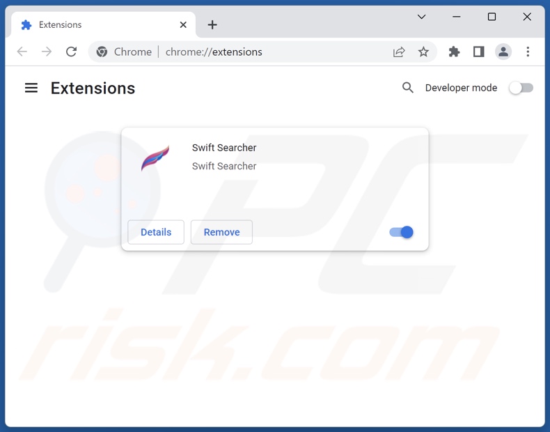 Removing search.swiftsearcher.com related Google Chrome extensions