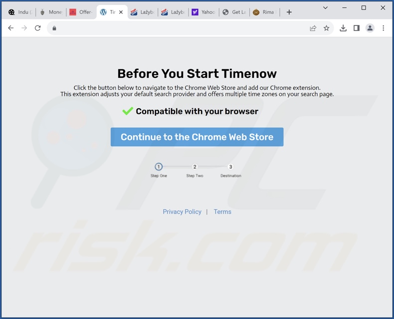 Deceptive website used to promote TimeNow browser hijacker